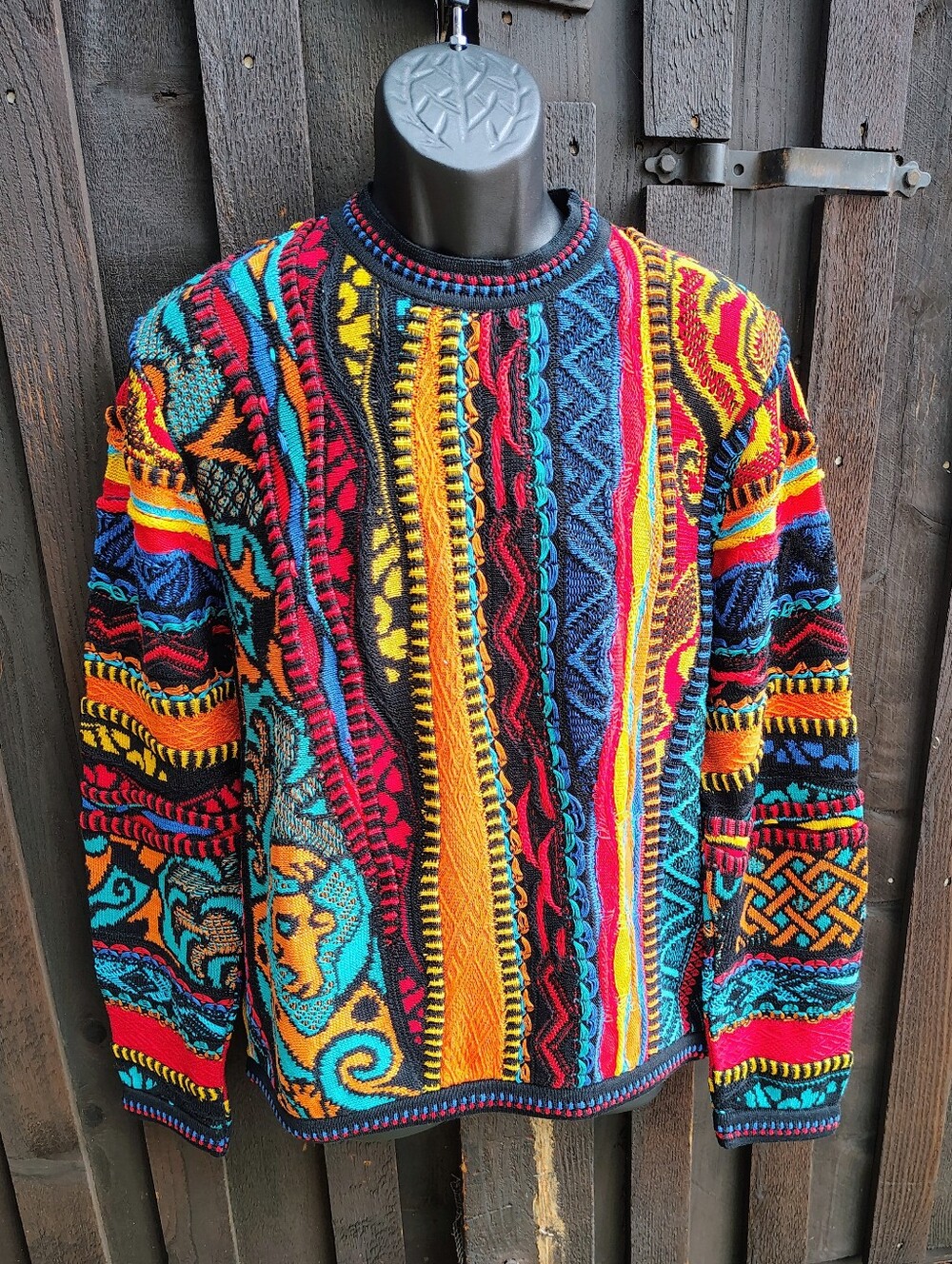 Men's COOGI Knit Sweater With Bold Striped Design